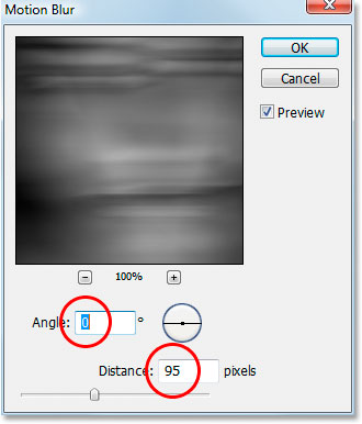 Photoshop's Motion Blur dialog box