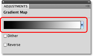 Preview gradien di kotak dialog Gradient Map. Image © 2010 Photoshop Essentials.com.