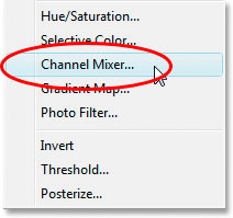 Choose the Channel Mixer adjustment layer