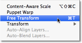 The Free Transform command in Photoshop. Image © 2010 Photoshop Essentials.com.