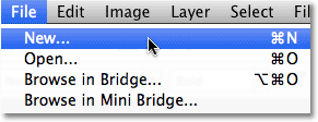The New Document option in Photoshop. Image © 2010 Photoshop Essentials.com.