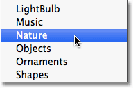 Loading the Nature shape set in Photoshop. Image © 2010 Photoshop Essentials.com.