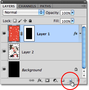 Adding a new layer in the Layers panel. Image © 2010 Photoshop Essentials.com.