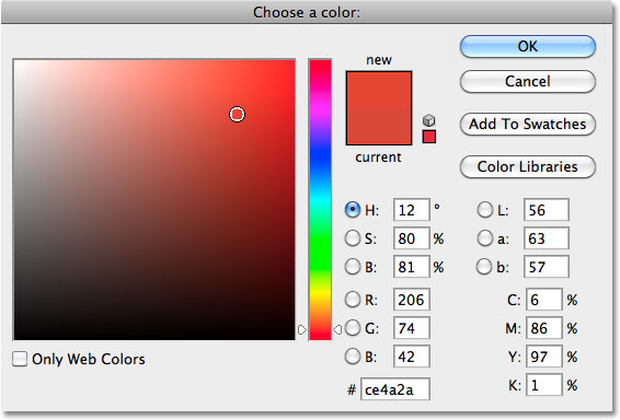 The Color Picker in Photoshop. Image © 2010 Photoshop Essentials.com.