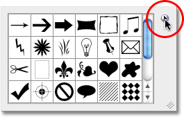 Photoshop custom shape picker. Image © 2010 Photoshop Essentials.com.