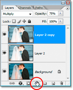 Clicking the New Adjustment Layer icon in the Layers palette.