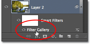 Re-открытие галереи фильтров Smart Filter в панели Layers. Image © 2012 Photoshop Essentials.com.