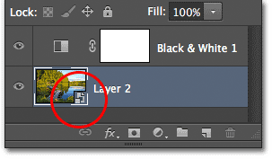 The Background layer has been converted into a Smart Object. Image © 2012 Photoshop Essentials.com.