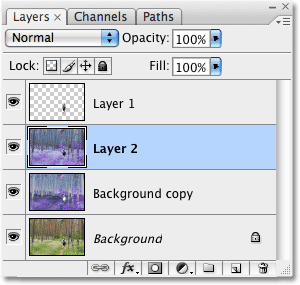 Lapisan telah digabungkan ke layer baru. Image © 2009 Photoshop Essentials.com.