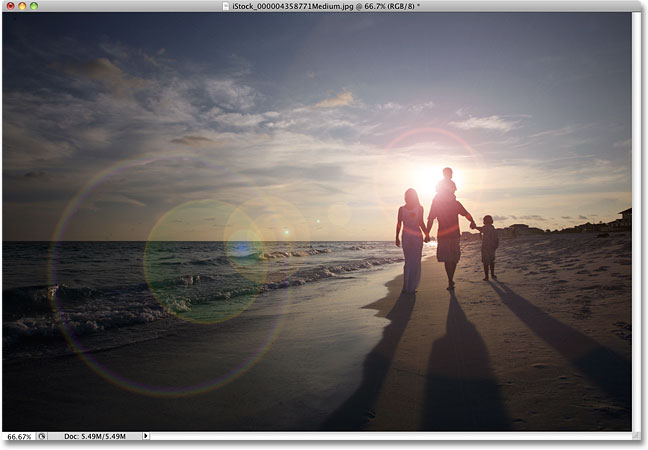 The initial Photoshop lens flare effect. Image © 2010 Photoshop Essentials.com.