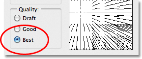 The Quality option in the Radial Blur dialog box. Image © 2011 Photoshop Essentials.com.