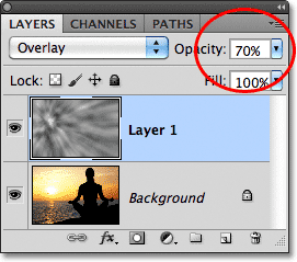 Photoshop layer opacity. Image © 2011 Photoshop Essentials.com.