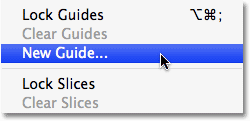 Menambahkan panduan baru di Photoshop. Gambar © 2008 Photoshop Essentials.com.