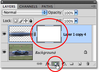 Adding a layer mask in Photoshop. Image © 2009 Photoshop Essentials.com.