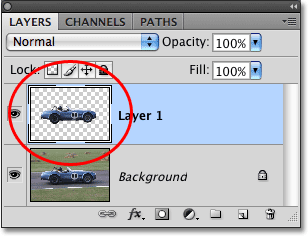 The Layers panel in Photoshop CS4. Image © 2009 Photoshop Essentials.com.