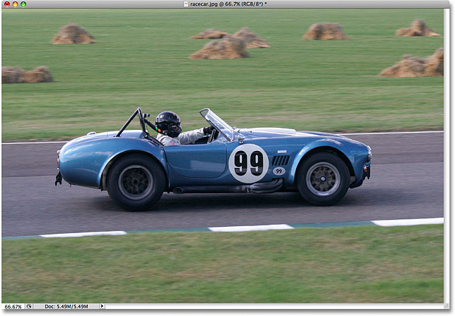 A photo of a race car. Image licensed from iStockphoto by Photoshop Essentials.com.