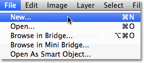 The New Document command in Photoshop. Image © 2011 Photoshop Essentials.com.