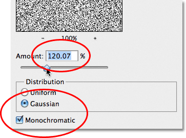 Photoshop Add Noise filter. Image © 2011 Photoshop Essentials.com.