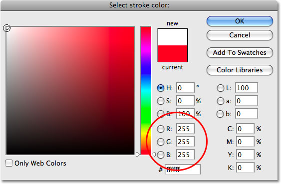 The Color Picker di Photoshop. Gambar © 2008 Photoshop Essentials.com.