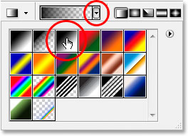 Memilih hitam untuk gradien putih dari Gradient Picker.