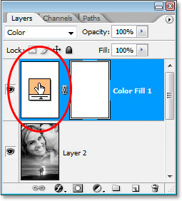 The Solid Color fill layer's color swatch icon in the Layers palette.