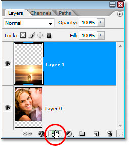 Mengklik 'Add A Layer Mask' icon di bagian bawah palet Layers.