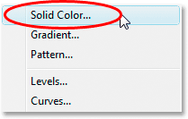 Selecting a Solid Color fill layer.