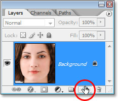 Clicking the 'New Layer' icon at the bottom of the Layers palette.