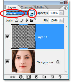 Mengubah modus campuran dari lapisan pola 'Overlay'.