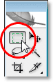 Memilih Rectangular Marquee Tool dari palet Tools.