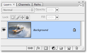 The Background layer in Photoshop's Layers palette. Image  © 2008 Photoshop Essentials.com.