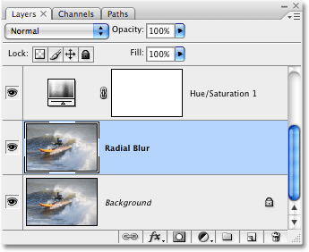 Дублируйте фоновый слой еще раз и назовите его "Radial Blur". Image © 2008 Photoshop Essentials.com.