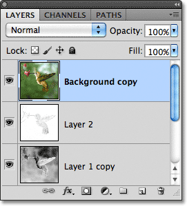 Jumping a layer to the top of the layer stack in Photoshop. Image © 2011 Photoshop Essentials.com.