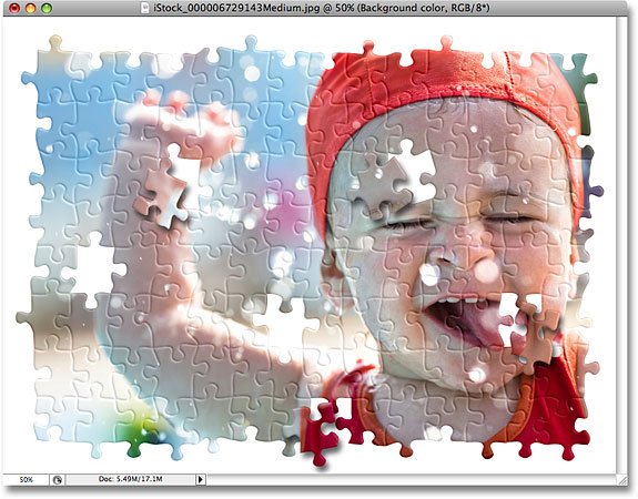 The background for the puzzle effect is now white. Image © 2008 Photoshop Essentials.com.