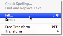 Selecting the Fill command in Photoshop. Image © 2008 Photoshop Essentials.com.