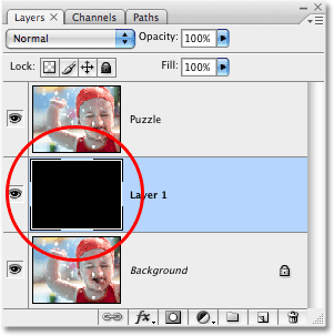 The layer preview thumbnail in the Layers palette. Image © 2008 Photoshop Essentials.com.