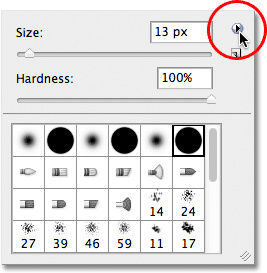 Photoshop Brush Picker. Image © 2011 Photoshop Essentials.