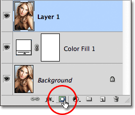 Icon Layer Topeng di Layers panel di Photoshop. Gambar © 2011 Photoshop Essentials.