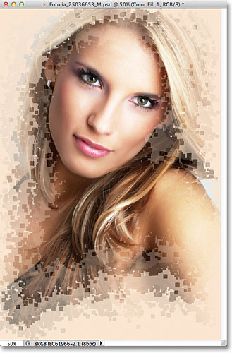 Pixel efek foto Photoshop. Gambar © 2011 Photoshop Essentials.