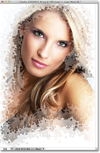 Pixel efek foto Photoshop. Gambar © 2011 Photoshop Essentials.