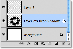 Making the drop shadow the active layer. Image © 2011 Photoshop Essentials.com.