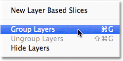 Photoshop Group Layers command. Image © 2011 Photoshop Essentials.com.