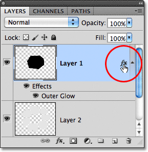 The Layer Style symbol. Image © 2011 Photoshop Essentials.com.