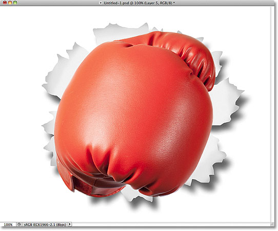 The object has been pasted into the document. Image © 2011 Photoshop Essentials.com.