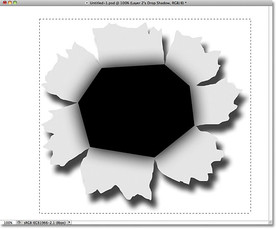 Drawing a rectangular selection in Photoshop. Image © 2011 Photoshop Essentials.com.