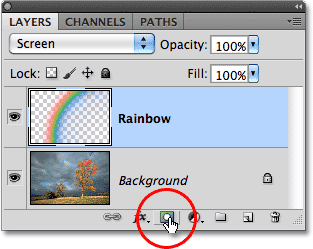 The Layer Mask icon in the Layers panel in Photoshop. Image © 2010 Photoshop Essentials.com