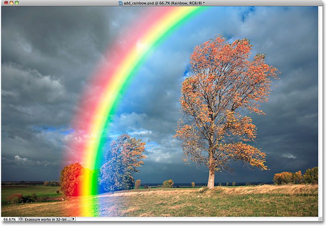 The rainbow after changing the blend mode to Screen. Image © 2010 Photoshop Essentials.com