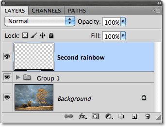 Mengganti nama layer baru 'rainbow Kedua'. Image © 2010 Photoshop Essentials.com