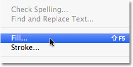 Pergi ke Edit> Fill. Image © 2010 Photoshop Essentials.com.
