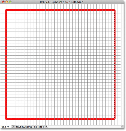 Menggambar pilihan garis awal di sekitar grid. Gambar © 2011 Photoshop Essentials.com.